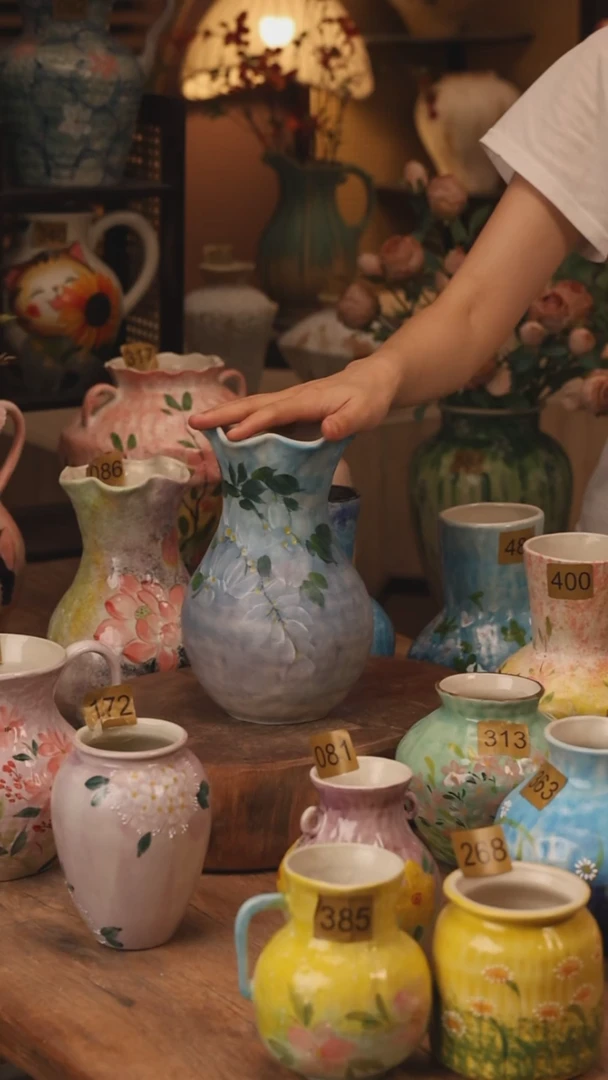 陶瓷377景德镇设计师手作花器摆件侘寂风