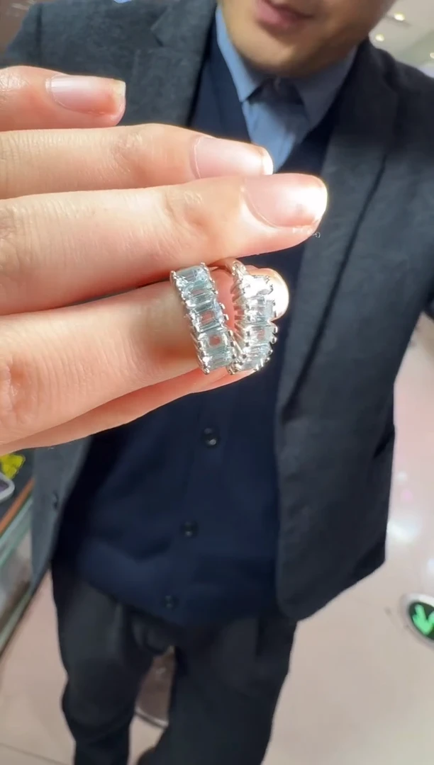 银S925镶嵌耳坠海蓝宝石多样性发一件 358