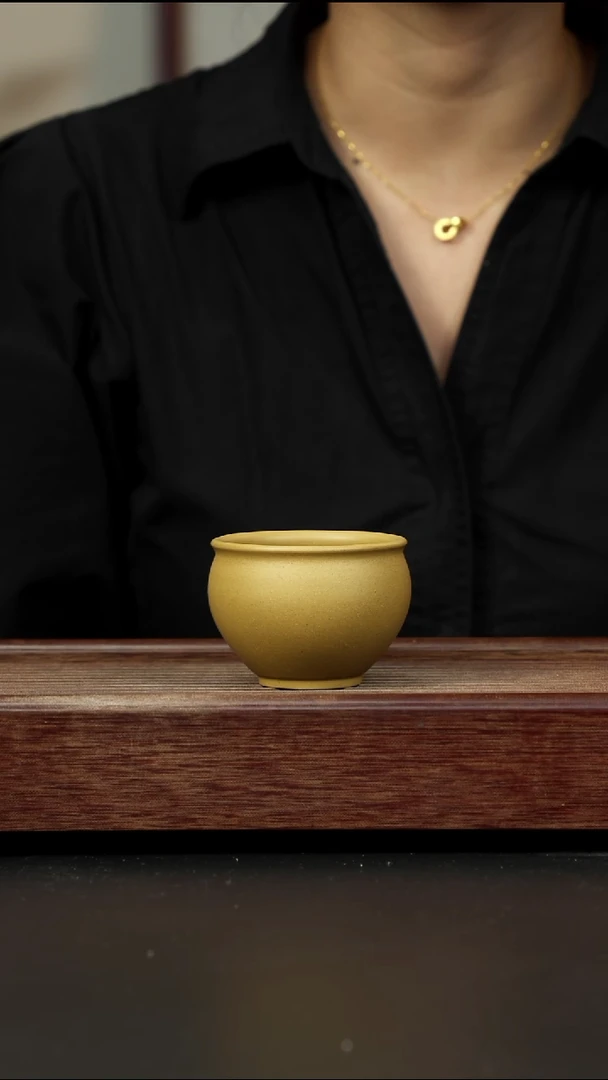 紫砂茶杯黄金段圆融杯