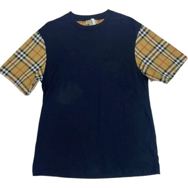 99新 BURBERRY/博柏利  Vintage经典格纹棉质圆领落肩袖T恤S码 CS