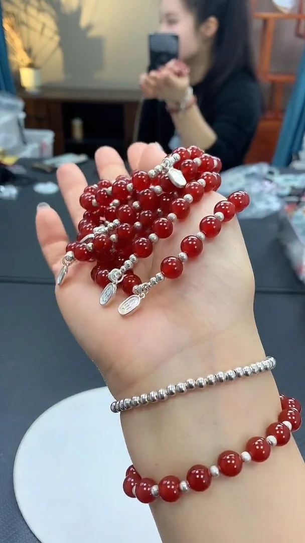 银S925镶嵌手串玛瑙/玉髓手串5036多样性发一件