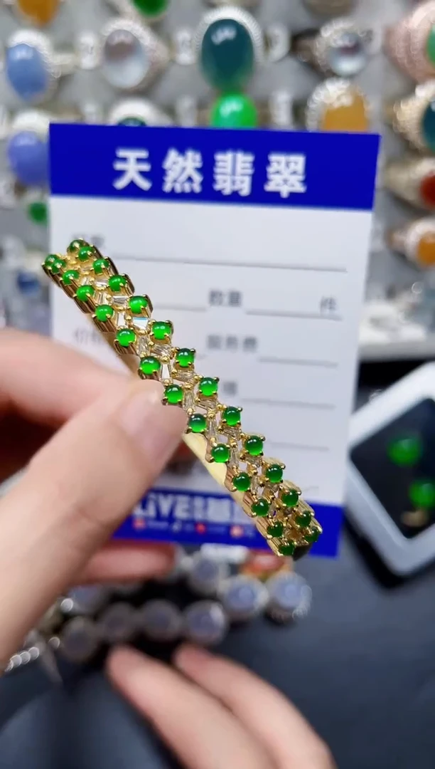 银S925镶嵌手镯翡翠86