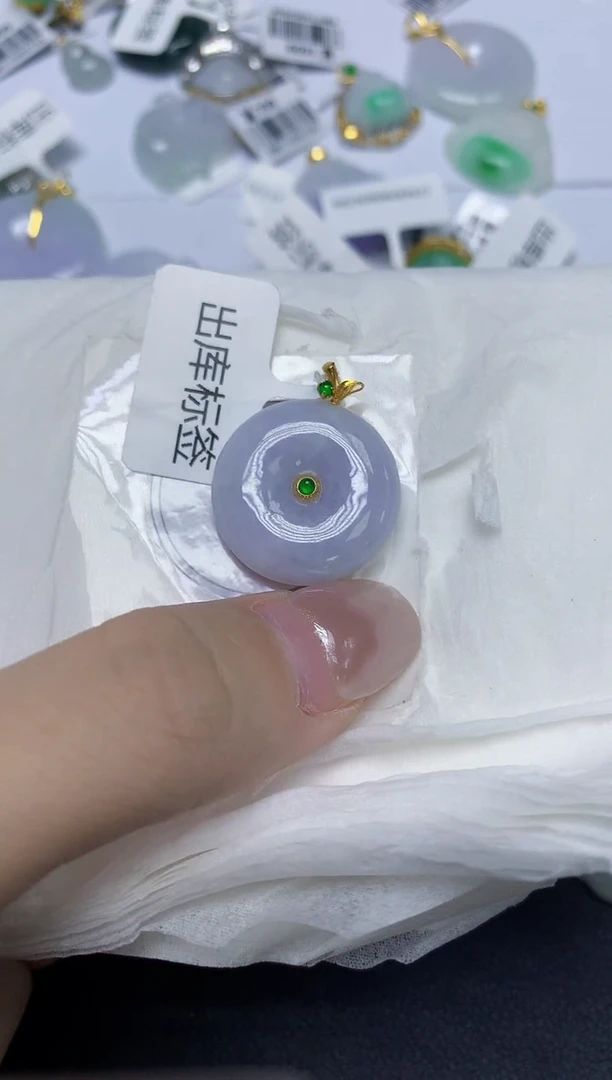 颈饰18K金镶嵌翡翠天然缅甸翡翠A货百元以上9元证书费自理