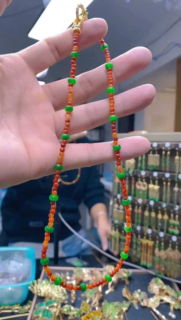 【闪购商品】翡翠耳饰合金98翡翠锁骨链