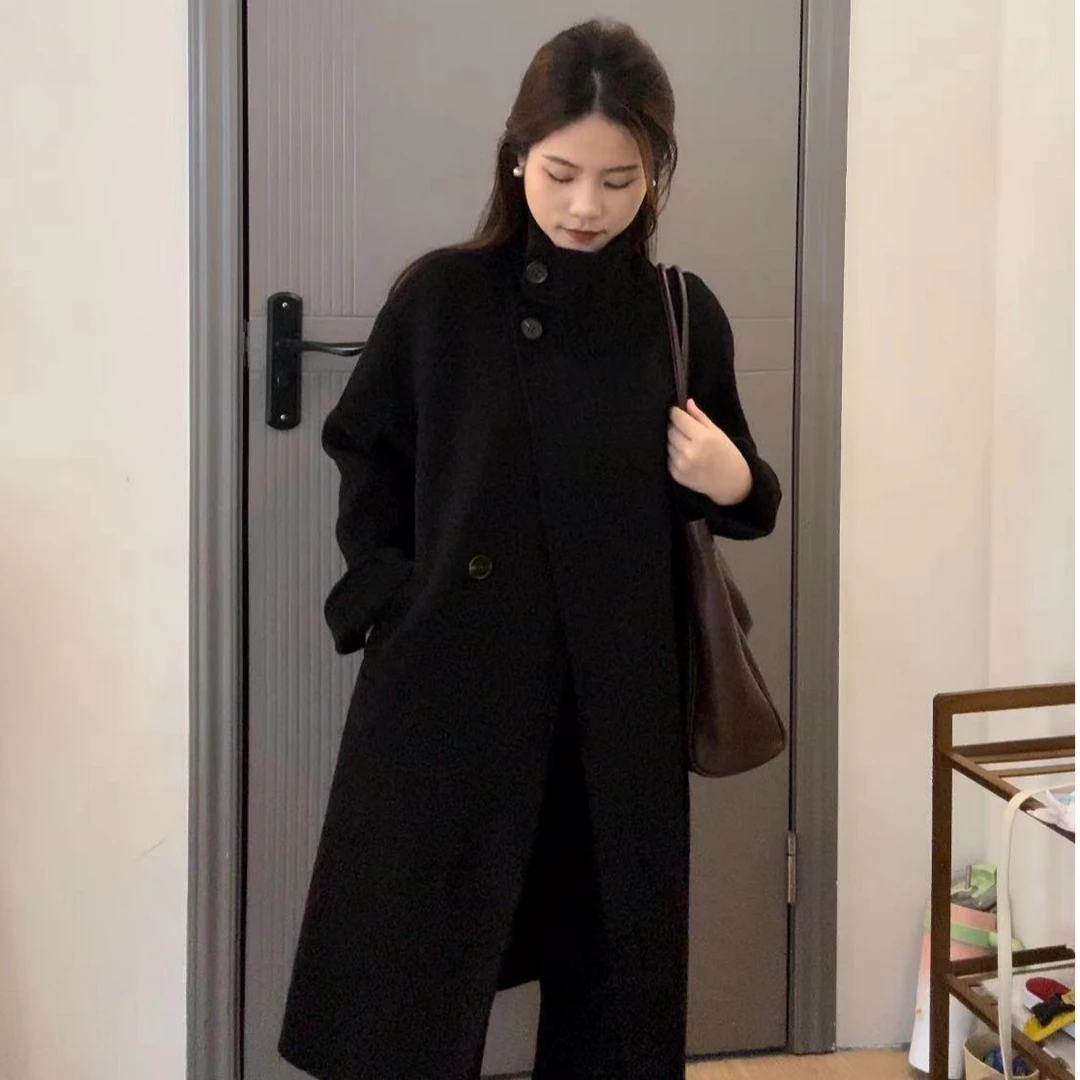 反季秋冬小个子定制毛大衣立领韩系高级感中长款秋冬外套