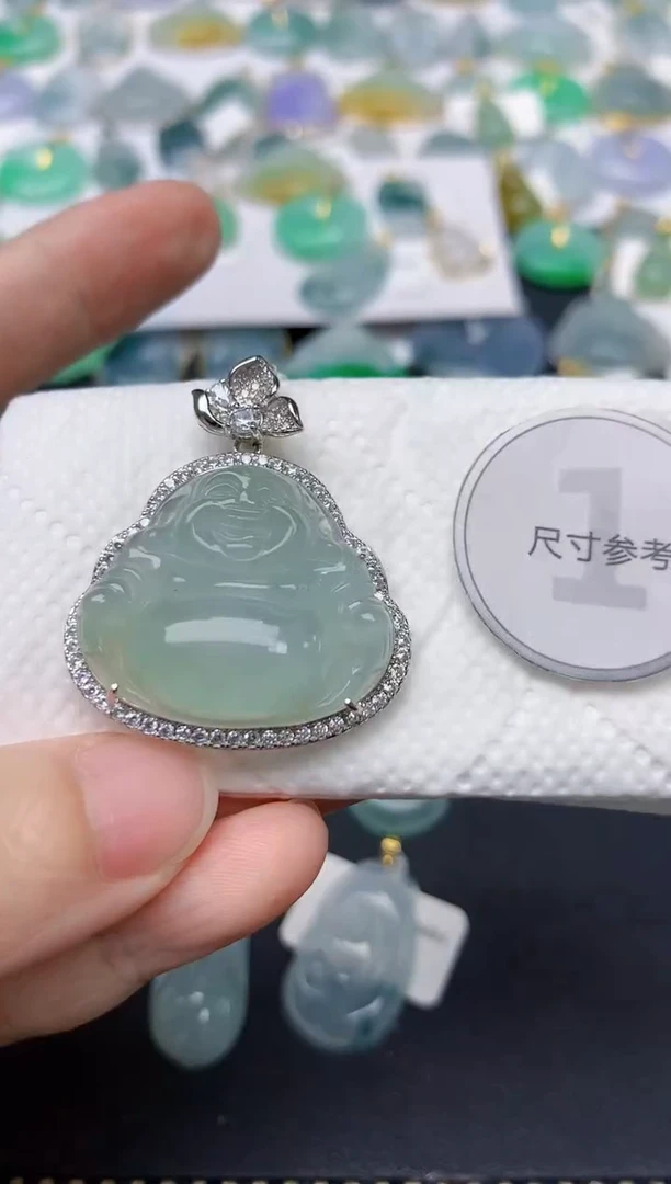 翡翠银S925镶嵌颈饰天然缅甸A货翡翠