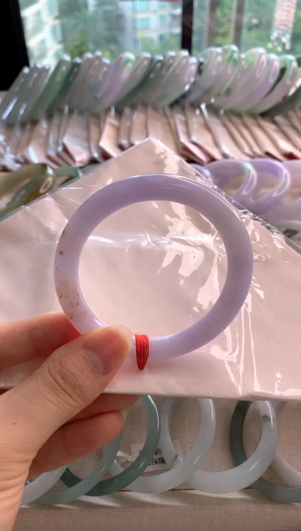 未镶嵌手镯翡翠55樱花粉圆条