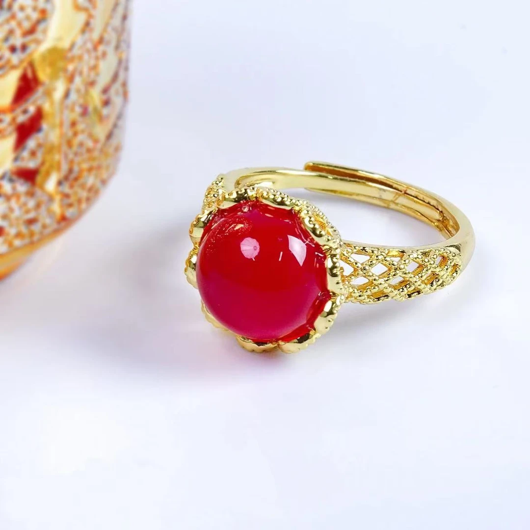 时尚百搭 红色太阳花 活口戒指-MS-2B