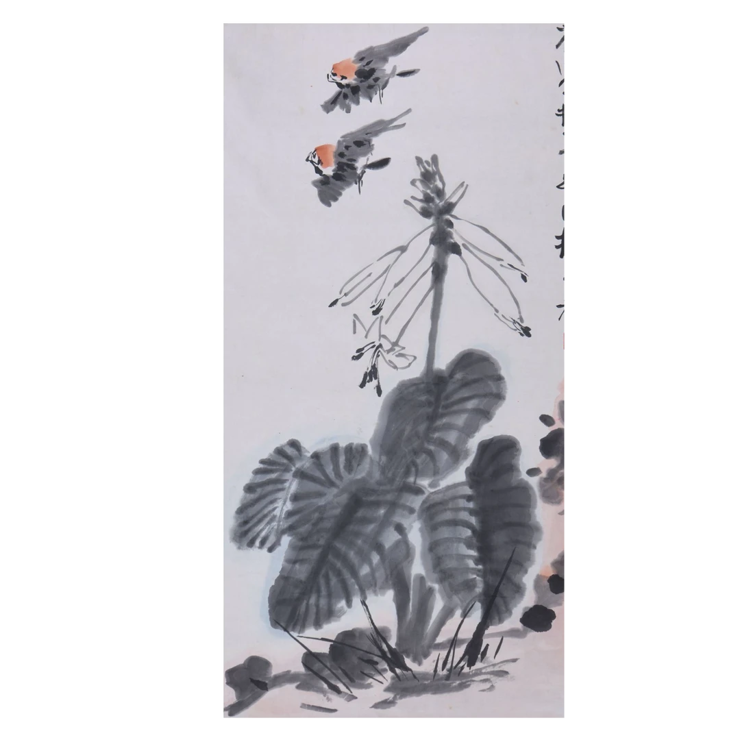 LOT.012 李励公 雀见飞来 纸本镜片 89*49cm 808
