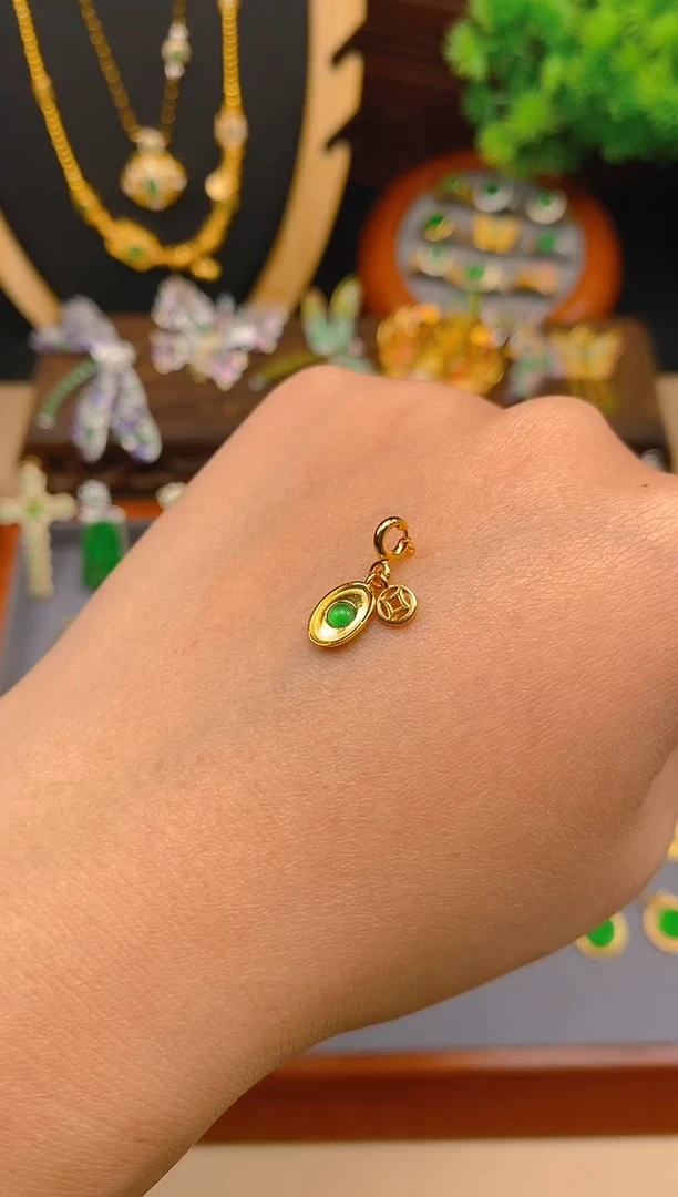 【闪购商品】翡翠吊坠(不含链)银S925镶嵌元宝 万能扣