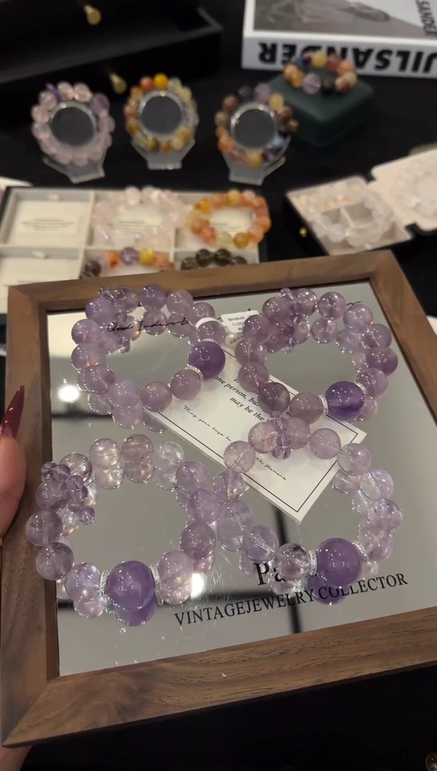 合金手链水晶紫兔毛x3511