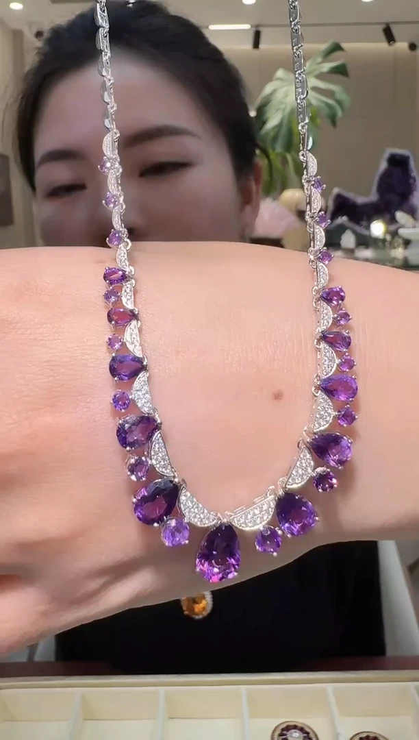 项链银S925镶嵌紫晶027