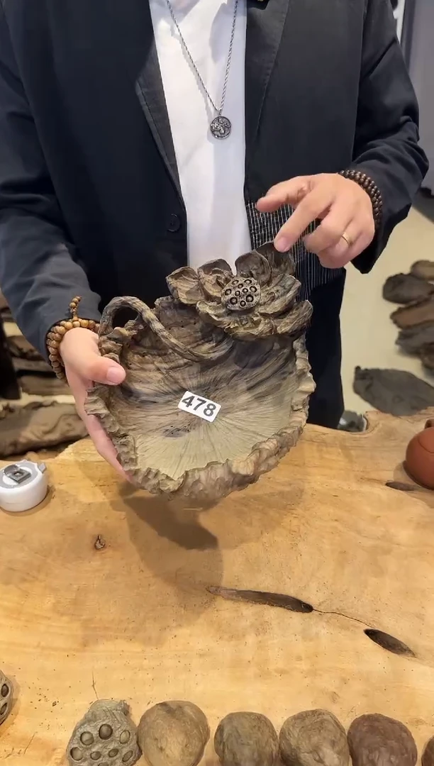 木478号乌木金丝楠果盘+0.8手串