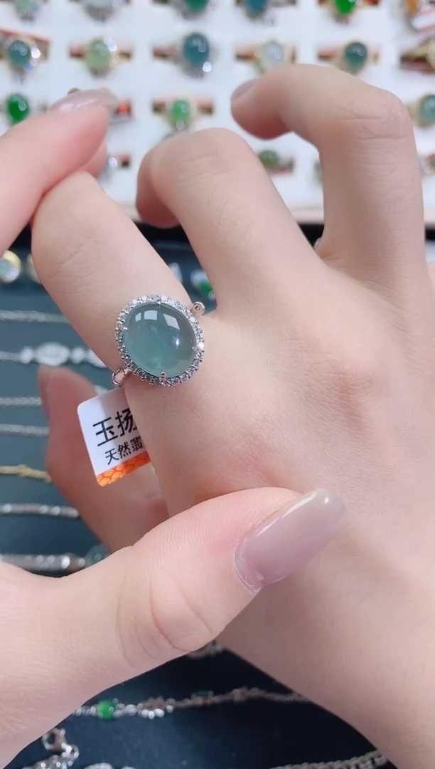 银S925镶嵌戒指翡翠天然翡翠