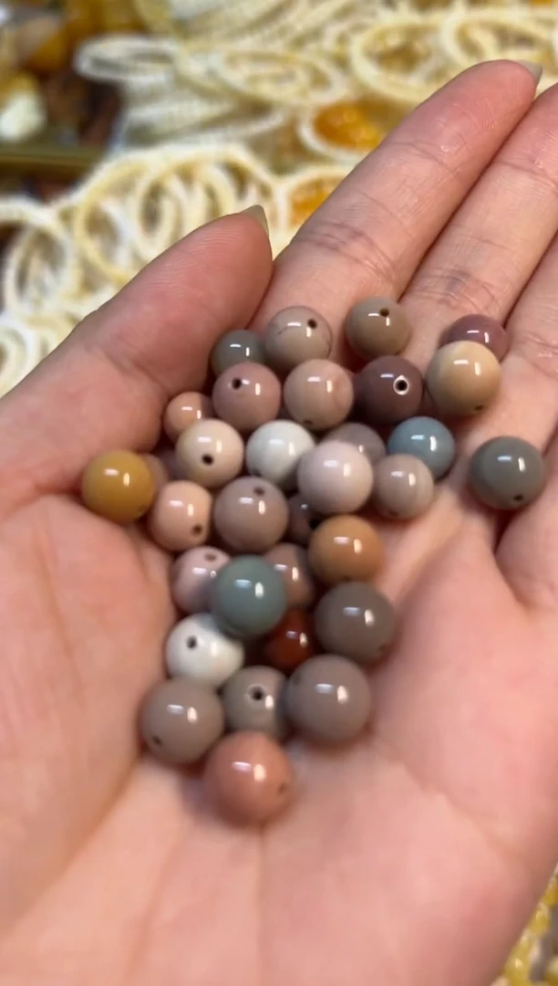 玛瑙/玉髓珠子未镶嵌多样性发十颗