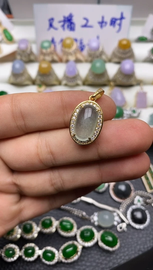 颈饰银S925镶嵌翡翠3699
