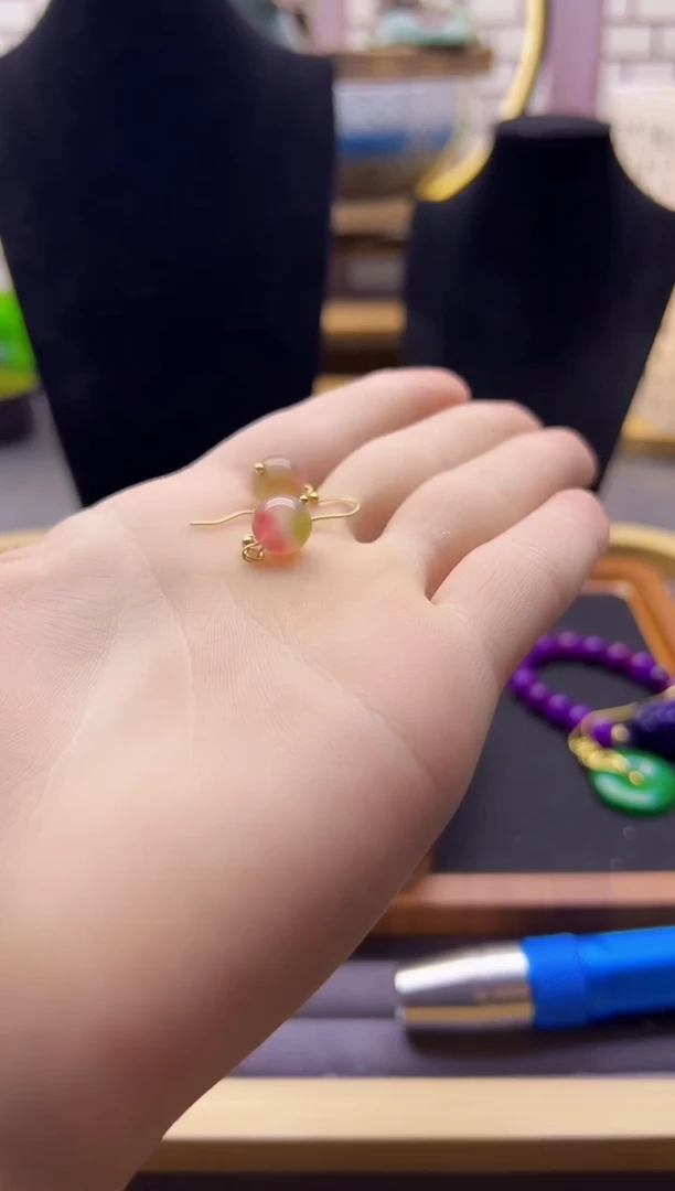 【闪购商品】碧玺耳饰14K金镶嵌E133