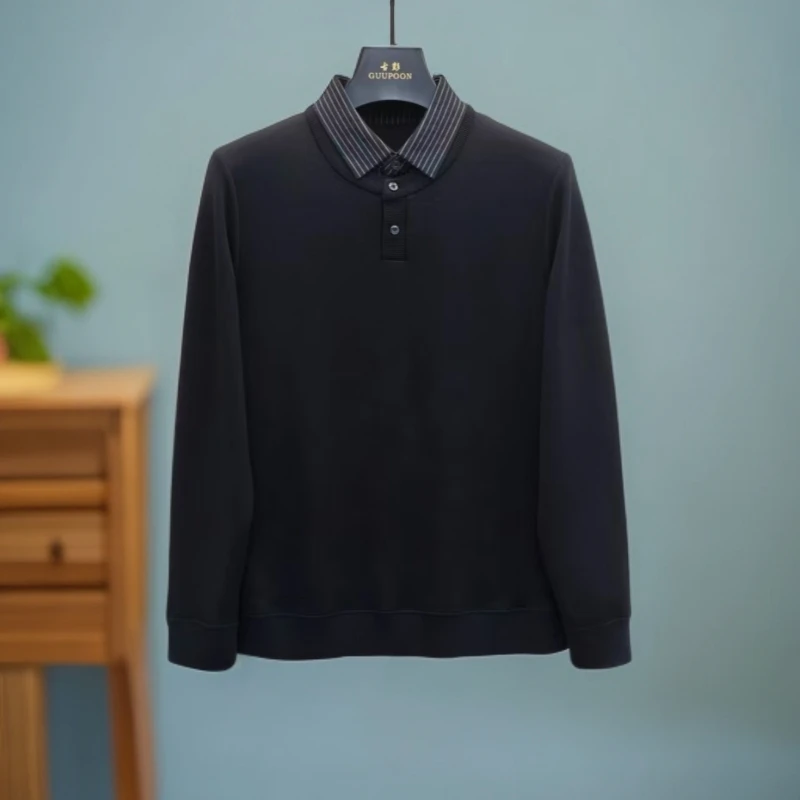 【加绒假两件6810】男款轻商务通勤时尚都市休闲加绒长袖假两件