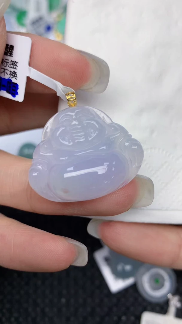 颈饰18K金镶嵌翡翠天然缅甸翡翠a货百元以上9元证书费自理