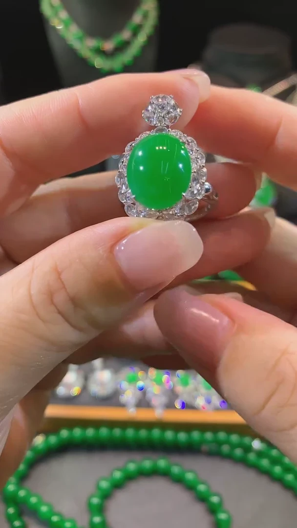 翡翠戒指18K金镶嵌两用款