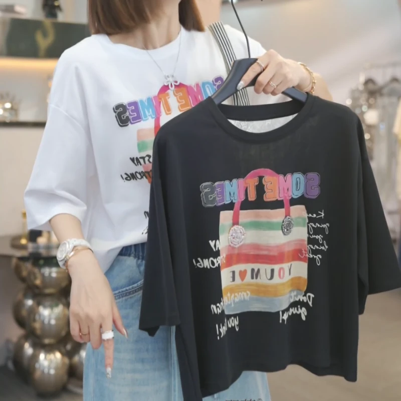 【彩色包包】2025夏季新款时尚休闲气质T恤上衣LK2503657