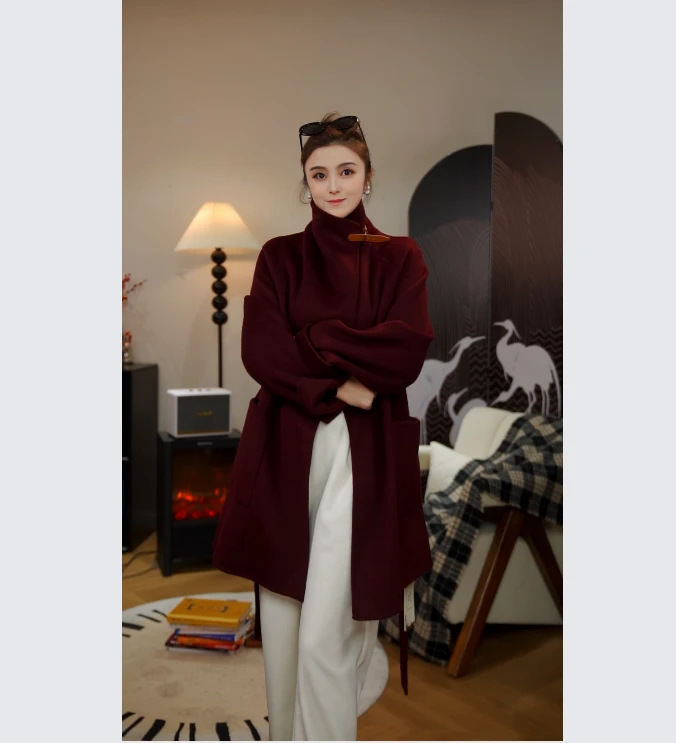 S817【专属】25年新款优雅轻奢气质中长款羊绒大衣888