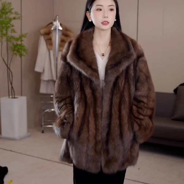 俄罗斯貂貂短款翻领立领进口俄罗斯紫貂川刀保暖外套