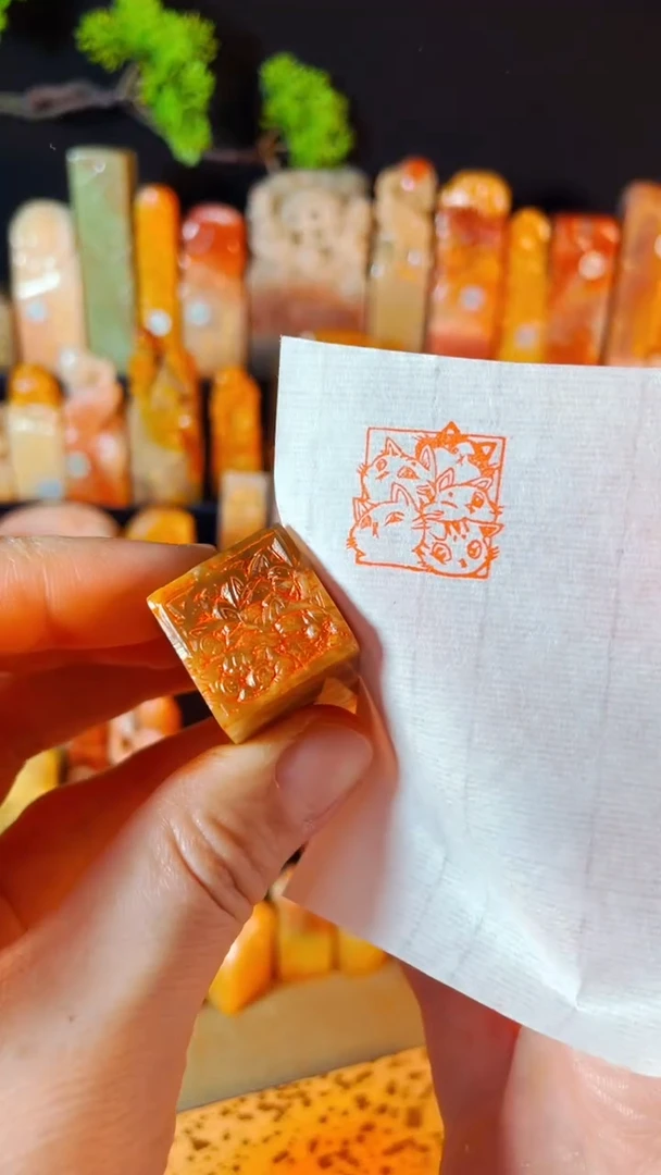 巴林石印石手工篆刻《时光与喵》