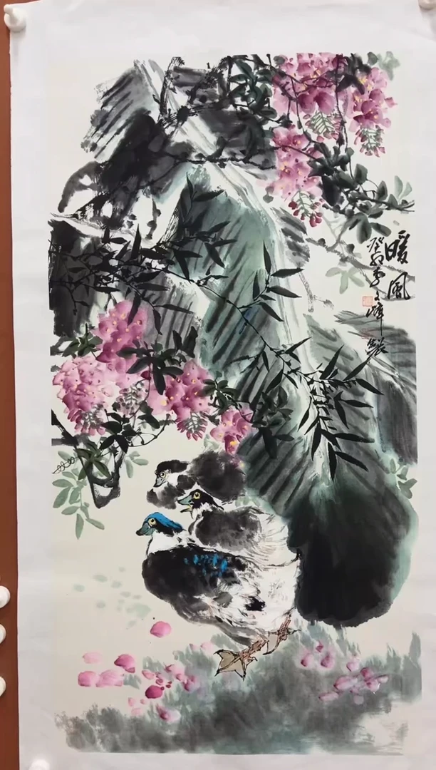国画李文峰三尺整张花鸟
