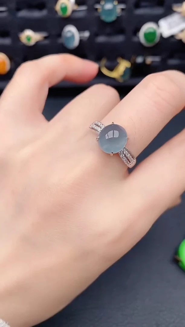 银S925镶嵌戒指翡翠天然a货翡翠111