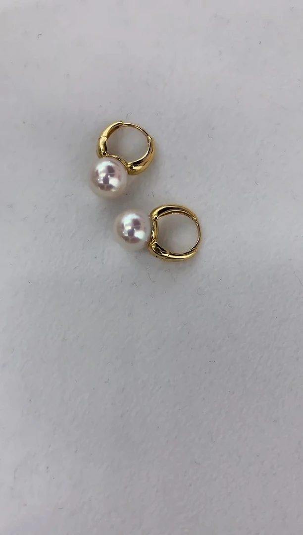 【闪购商品】海水珍珠耳饰18K金镶嵌耳扣8.5-9