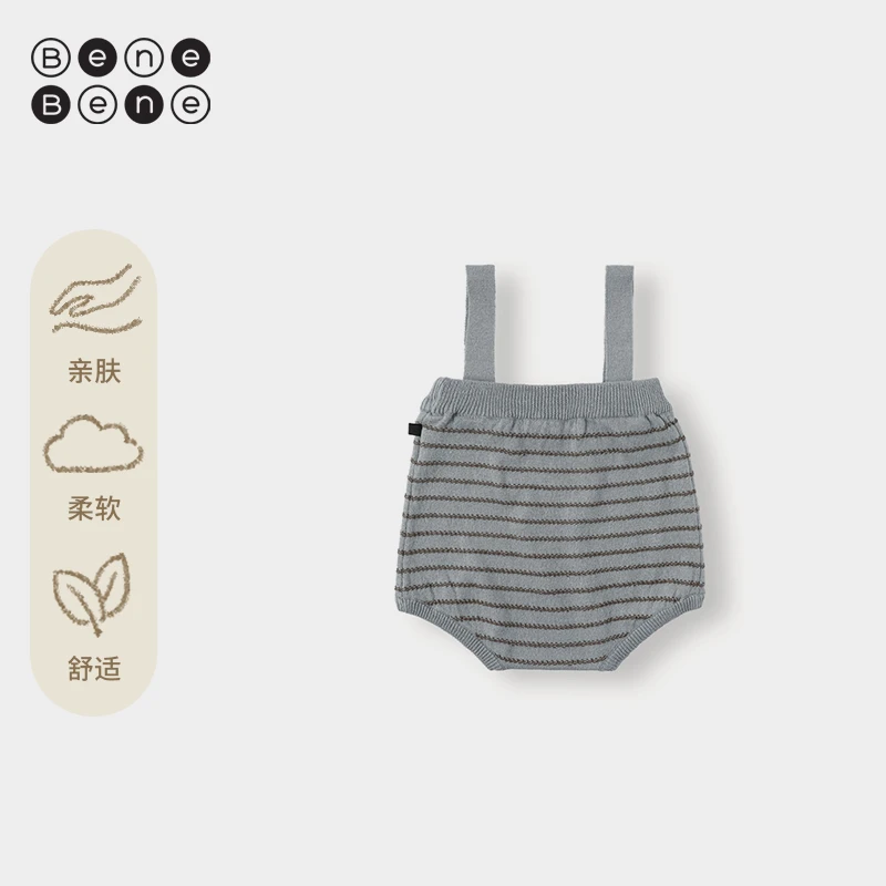 BeneBene25春夏新款小童舒适背带哈衣可爱婴儿奥利针织吊带灯笼裤