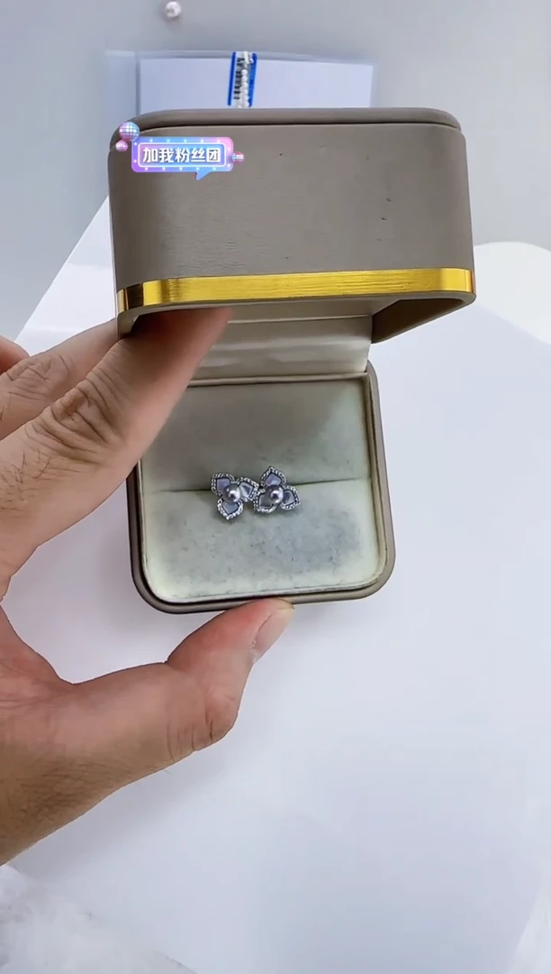 银S925镶嵌海水珍珠DA y213 灰珠耳钉4