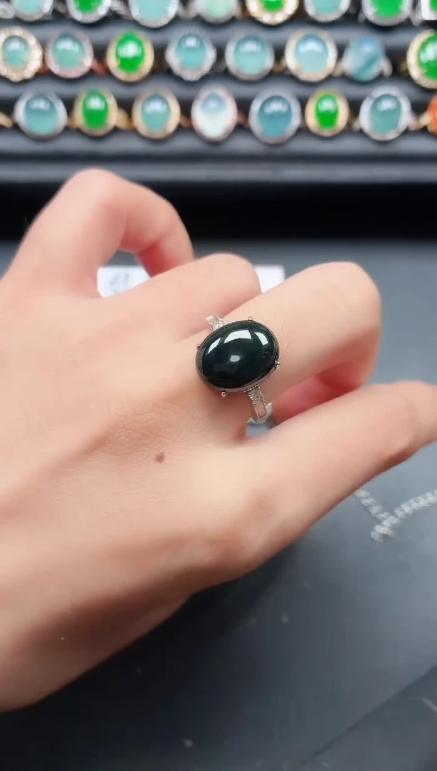 翡翠戒指银S925镶嵌11111