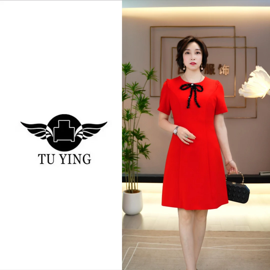 凸影夏季新款圆领重工时尚气质显瘦优雅百搭连衣裙-99003