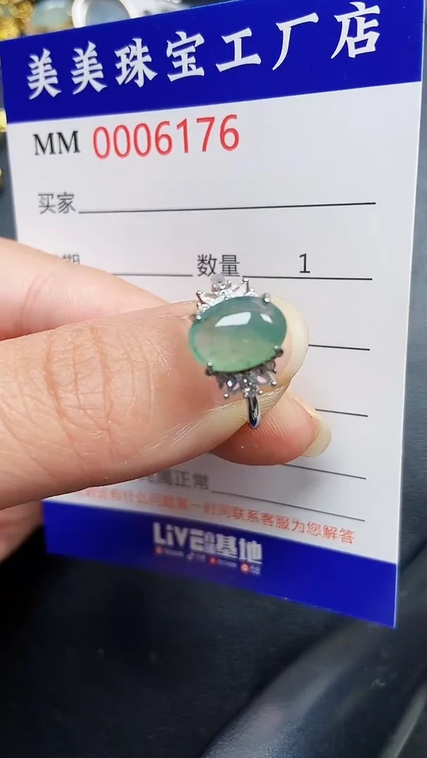 颈饰银S925镶嵌翡翠6176