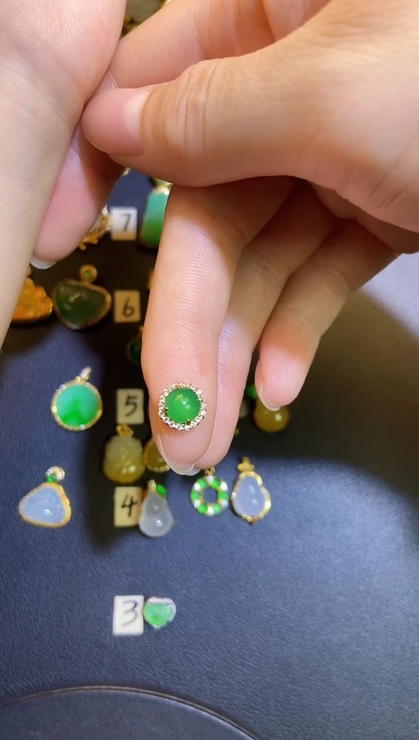 吊坠(不含链)银S925镶嵌翡翠天然A货翡翠