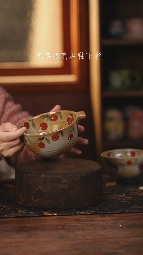 陶瓷景德镇高温釉下手绘陶瓷@L224@