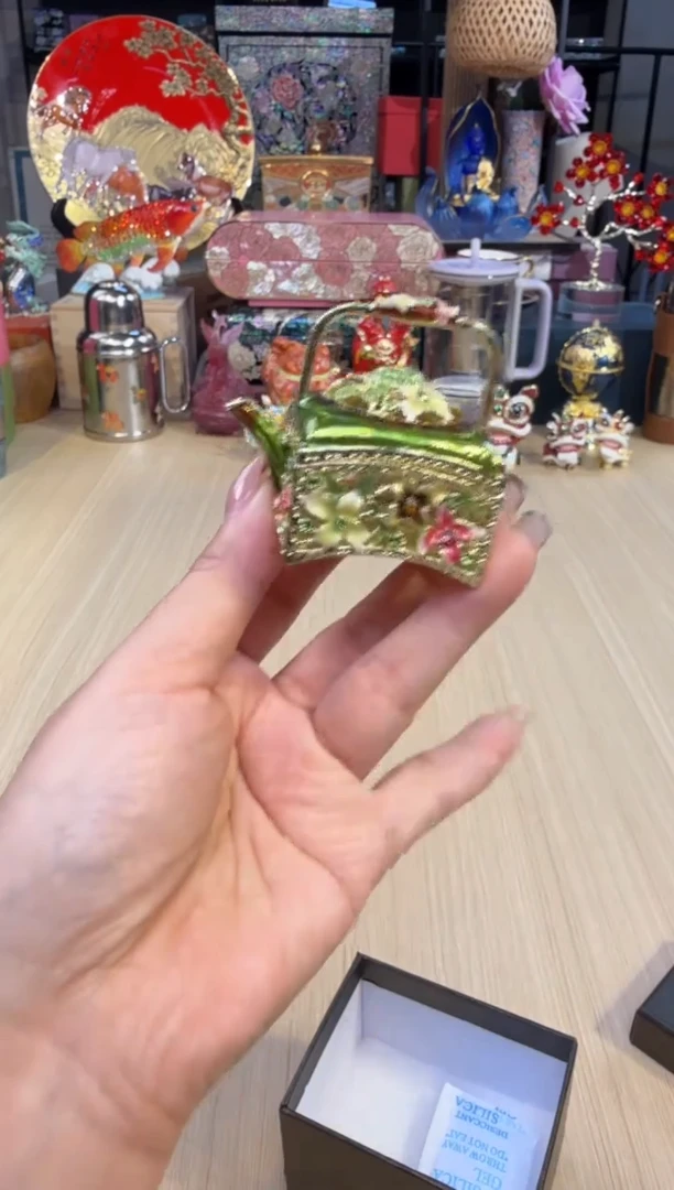 4七宝绿色方形把把壶