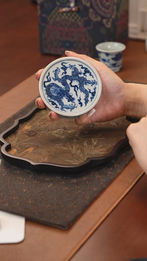 景德镇陶瓷 火焰龙盖置