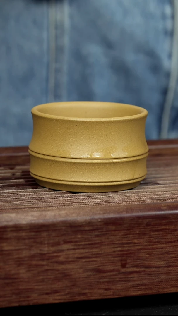 紫砂茶杯黄金段竹节杯