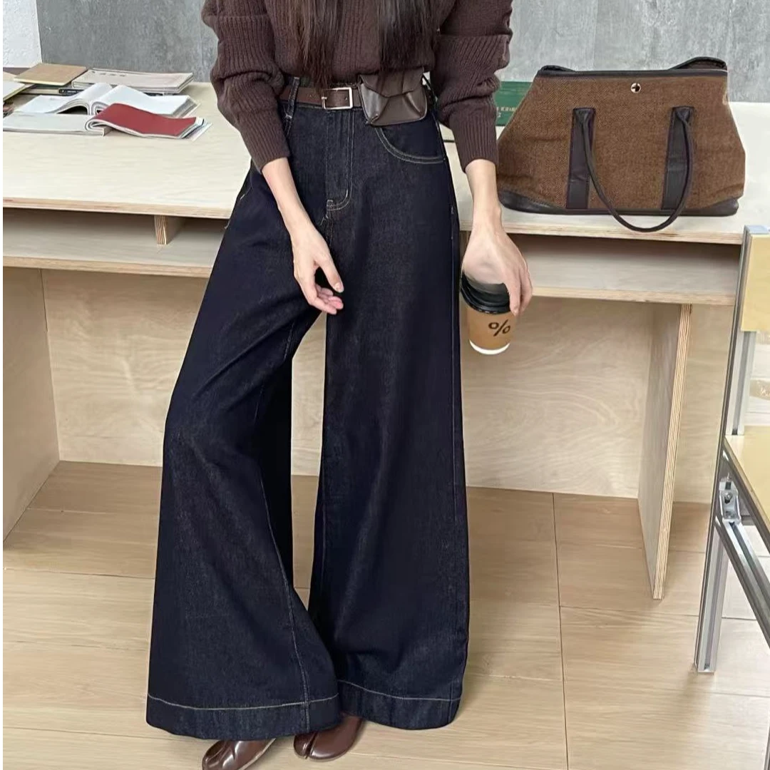 【锦衣服饰】U+ 67665韩系高腰显瘦阔腿裤牛仔裤