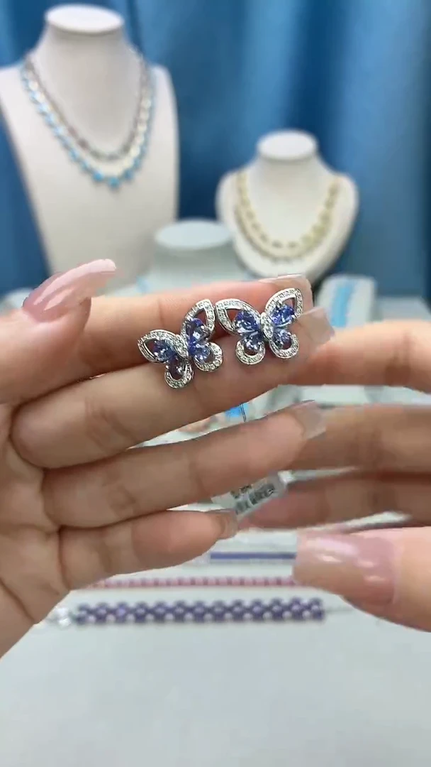 银S925镶嵌耳饰坦桑石229BJ1209产品一个（多样性）