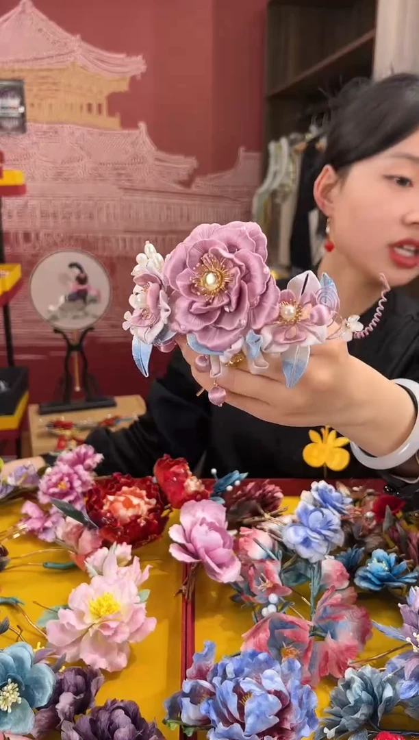 【闪购商品】刺绣非遗绒花（发饰）