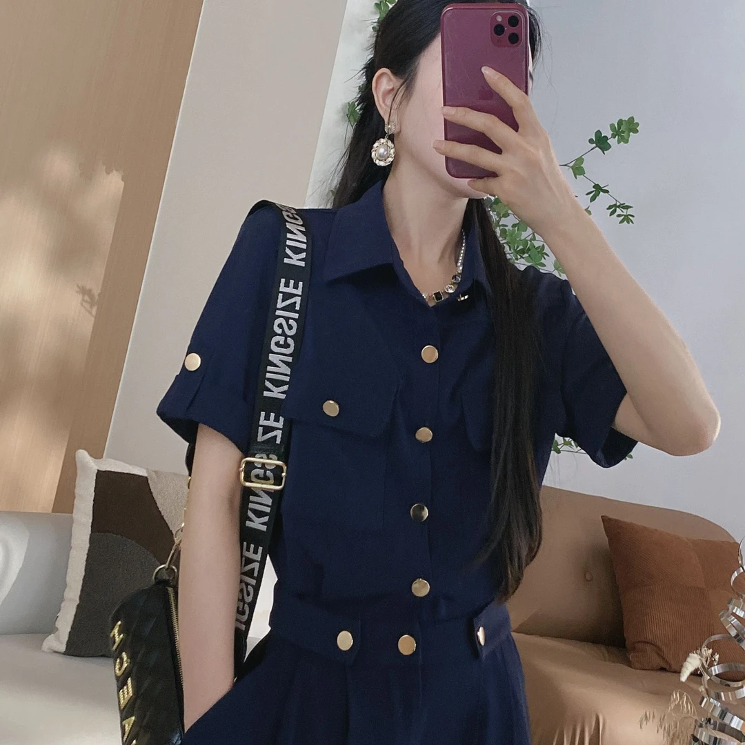 【橦颜】帅气双口袋排扣前开扣连体裤（加长65633）（常规）8385