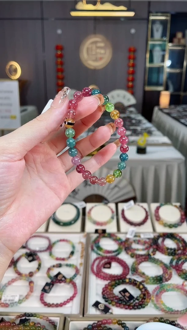 未镶嵌老矿碧玺彩虹单圈手串7mm+碧玺dan多样性发货一条