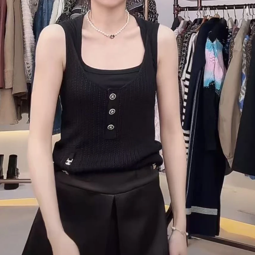 全新未使用 Chanel/香奈儿 镂空吊带针织衫/40