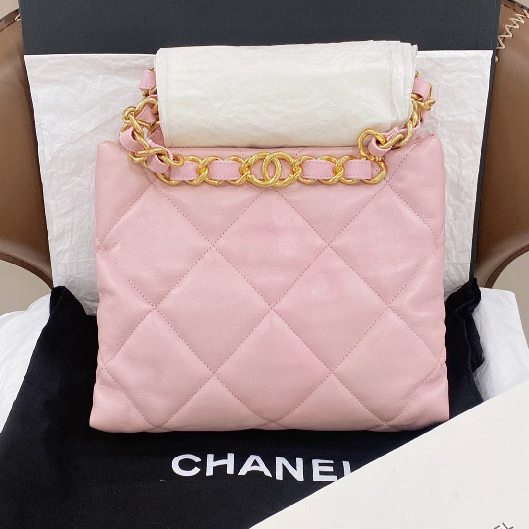 95新 Chanel/香奈儿 22bag粉色购物袋 小号包包/7JJ36934