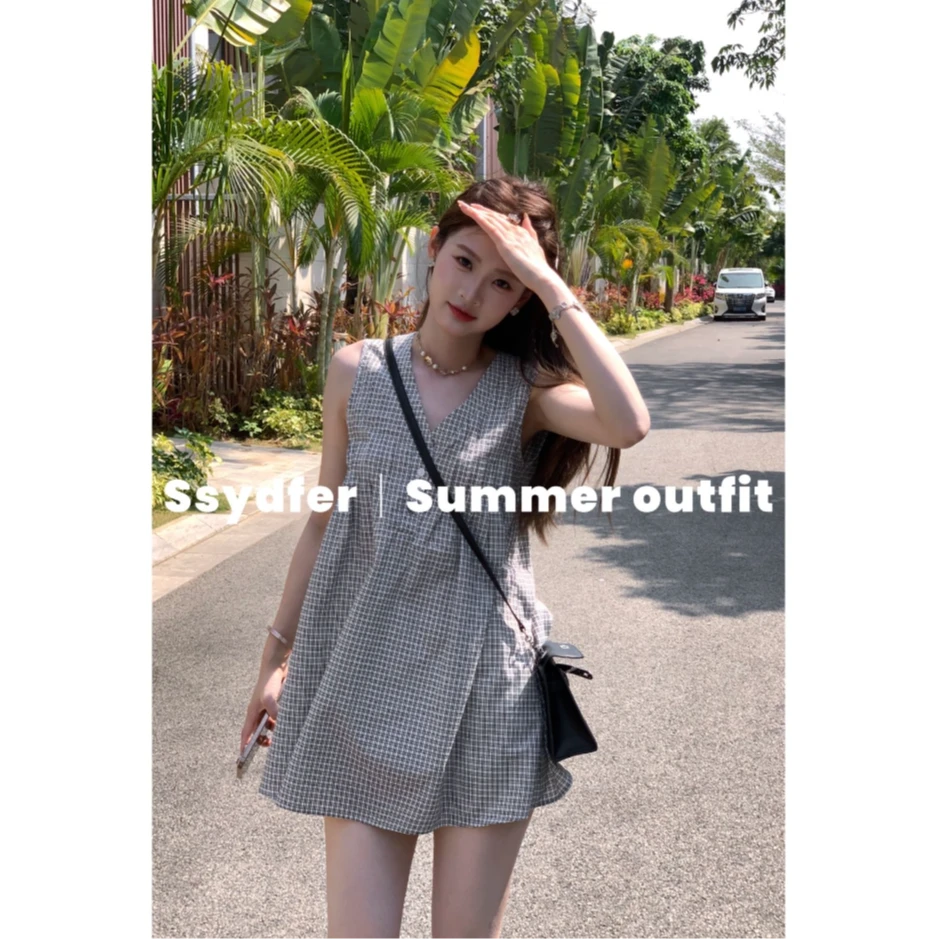 SSYDFER【罗佩娅画室】小众气质百搭设计感时尚连衣裙小香风千鸟格