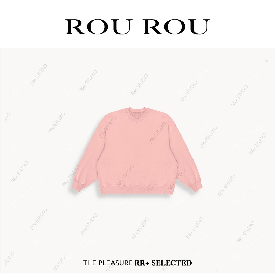 22193极简风浅粉色净版套头卫衣女秋冬休闲宽松时尚圆领上衣